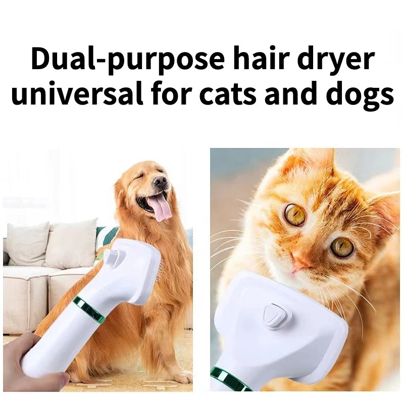 Quiet 2-in-1 Pet Hair Dryer & Grooming Brush – Low Noise Dog & Cat Fur Dryer with Temperature Control