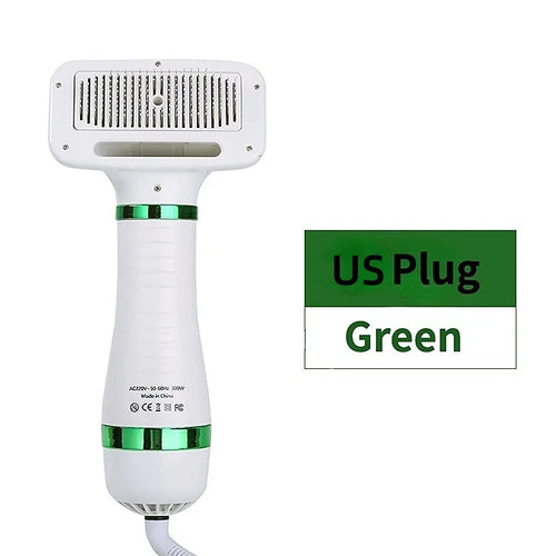 Quiet 2-in-1 Pet Hair Dryer & Grooming Brush – Low Noise Dog & Cat Fur Dryer with Temperature Control